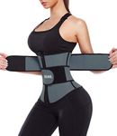 ANGOOL Neopren Waist Trainer for Women,Workout Plus Size Trimmer Belt Sauna Sweat Corset Cincher with Zipper M Gray-Dark