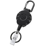 Uniclife Retractable Keychain for Badge Holder Heavy Duty Badge Reel for up to 226 g Strong ABS Casing with Stainless Steel Spring Coil 80 cm Steel Wire Rope Carabiner Clip and Key Ring, 1 Pack