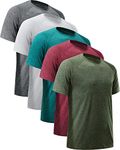 MLYENX 5/7 Pack Workout Shirts for Men Quick Dry Moisture Wicking Mens Gym Shirts Athletic T-Shirts, 5 Pack Dark Grey, Light Grey, Wine Red, Army Green, Hydro Teal, Large