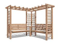 Dunster House Wooden Pergola Trellis Arbour Garden Arch With Corner Bench, Armrests and Mini Corner Table Gerlinde