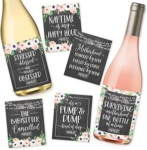 6 Chalk Mommy's First Milestone Stickers or Wine Labels, for Mom to Be, Funny Mom's First Moments Having New Baby Girl or Boy, 1st Date Night with Dad & More