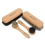 Selvyt Premium Horsehair Buffing and Applicator Brush set, Black and Natural,