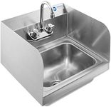 GRIDMANN Commercial NSF Stainless Steel Sink with Faucet & Side Splashes - Wall Mount Hand Washing Basin