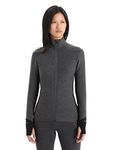 Icebreaker Women's Descender Long Sleeve Full-Zip, Jet Heather/Black, Medium