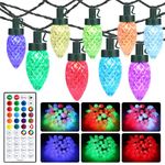 Brizled C9 RGB Christmas Lights, 66ft 100 LED Color Changing Outdoor Christmas Lights, Connectable Halloween Light with Remote, Dimmable Waterproof for Christmas Tree Light Xmas Tree Party Indoor Decor