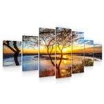 Startonight Huge Canvas Wall Art - Sunrise On The Lake Large Framed Set of 7 40" x 95"