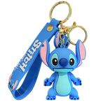 ANEIMIAH Kawaii Anime Keychain for Kids Girls Boys Women, Cute Cartoon Keychains Keyring Key Backpack Car Charms, Stitch Blue, Small