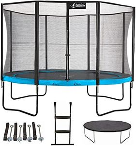 Kangui - Trampoline de Jardin 365 cm + Filet + échelle + bâche + kit ancrage | PUNCHI Bleu