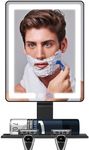 Heated Shower Mirror Fogless for Shaving, Anti Fog Shower Mirror with Light, 5000mAh Rechargeable Large 12.5×8" Fog Free Mirror for Shaving with Razor Holder for Men & Woman, Removable, NO-Drilling