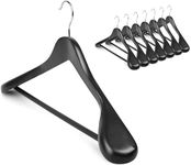 meqution Coat Hanger 8-Pack Wood Hangers Trouser Hangers Extra Wide Shoulder Wooden Hangers for Heavy Coat Sweater Skirt Suit Pants Retro Finish (Black Finish)