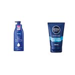 NIVEA Rich Nourishing Body Lotion (400ml), 48hr Replenishing Body Lotion, Intensive Moisturising Cream with Almond Oil, Creamy Hydrating Formula & MEN Deep Cleaning Face Wash Protect & Care (100 ml)