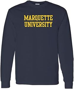 NCAA T-shirt à manches longues sous licence officielle universitaire, Marquette Golden Eagles Marine, Taille M