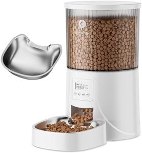 PETULTRA Automatic Cat Feeder: 4L Timed Cats Food Dispenser Programmable 1-6 Meal for Cat and Small Medium Dog- Auto Pet Feeder Dual Power Supply with Stainless Steel& | Detachable Washable White
