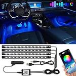 Car Underglow Lights Led Strip Lights for Cars USB with App Control RGB Multicolor Car Interior Lighting 12V Atmosphere Neon Lights Strip LED Under Dash Car Lighting Motorcycles Led Lights Pack of 4