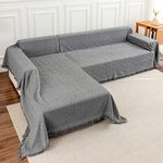 Deep Dream Sectional Couch Covers Sectional Sofa Cover 2 Pieces L Shaped Couch Covers Sectional Couch Cover Couch Covers for Sectional Sofa (71" x 118" 1pcs + 91" x 134" 1pcs, Dark Grey)