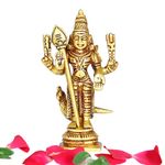 anciently Murugan Idol Brass Mini | Mini Lord Murugan Statue | Karthikeyan Idol | Mini Murugan Silai Brass 8 CM Height Brass Gold Colour 1 Piece