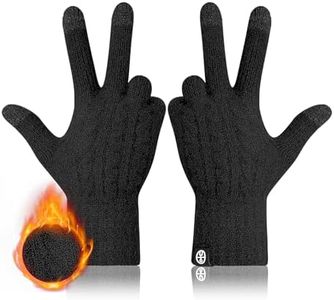 MA COWCF Winter Gloves for Women Thermal Knit Elastic Soft Warm Touch Screen Black Glove Comfortable for Outdoor Cold Weather