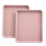 Toaster Oven Pans Set of 2, Shinsin 11-Inch Nonstick Baking Sheet Pans and Trays, 1/8 Thicker Replacement Small Baking Tray Accessories for Cookie, Non Toxic and Easy Clean and Diswasher Safe, Pink