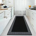 PHP Runner Rug Washable Non-Slip Carpet | 80 x 150 cm Heavy Duty Long Hallway Carpet Runner Machine Washable, Living Room, Kitchen and Bedroom Anti-slip Floor Mat-Dark Grey&Cream,80 x 150cm -L Runner