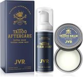 Tattoo Aftercare, JVR Tattoo Soap &Tattoo Balm, Tattoo Foam Soap Cleanser To Heal, Clean Tattoos, Tattoo Balm for Tattoo Moisturizer & Color Enhancement & Tattoo Brightener with Gentle Ingredients - Organic
