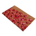 Onlymat Floral Printed Designer Doormat (Beige & Red) Weatherproof, Thick Entryway Rug Coco Coir with Anti-Slip PVC Backing for Indoors, Outdoors, Patio, Kitchen (75cm x 45cm)