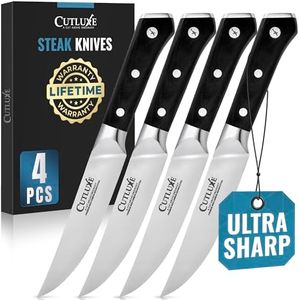 Cutluxe Steak Knives Set of 4, Straight Edge Steak Knife Set – Forged High Carbon German Steel, Full Tang, Ergonomic Handle Design – Artisan Series