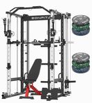 EonfitOmni E5 Smiths Machine, Multi-Function Power Cage Squat Rack Home Gym Adjustable Cable Crossover Machine,Two LAT Pull-Down Systems, Training Equipment with Vertical Leg Press and Attachments