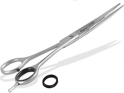 Solinger Fellschere Hundeschere Made in Germany Haarschere gebogen mit einseitiger Mikroverzahnung aus Rostfreiem Edelstahl Hundehaarschere für die Fellpflege bei Hunden, Katzen, Haustieren (7 Zoll)