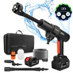 Gisam Cordless Pressure Washer, Max 35 Bar 507 PSI Jet Washers with 2 x 3000mA Batteries, Foam Sprayer, 6 in 1 Multi-function Nozzle & 180 Rotatable Nozzle for Cleaning and Irrigation (Gisam-01)