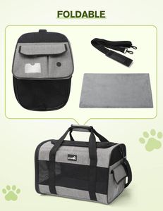 Pecute Pet Carrier Bag, Portable Cat & Dog Travel Handbag – Grey, M, Under 5kg