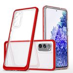 for Samsung S20 FE 5G Case Clear Shockproof Phone Case Samsung Galaxy S20 FE 5G Case Transparent Slim with Simple Design PC and Silicone TPU Cover Scratch Proof (Red, Samsung S20 FE 5g)