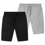 CityComfort Boys Shorts - Jersey Loungewear Sports Shorts with Pockets Pack of 2 (Black/Grey, 11-12 Years)