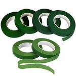 JIEJIEGS 6 Pack 1/2" Wide Dark Green Floral Tapes Florist Tape for Bouquet Stem Wrapping and Floral Crafts,Wedding Bouquet-30 Yard/Roll(6 Rolls-2 Medium Green+4 Dark Green)