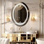 NEVEX Oval Wall Mounting Led Mirror with Bathroom,Light Mirror for Wash Besin,Size 18X24 inch|Mirror with Light 3 Tone (Cool White, Natural White, Warm White).