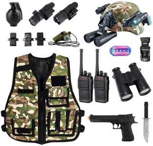 KalaDuck Kids Army Costume Vest with Helmet, Military Toys for Kids, Soldier Role Play Toddler Dress Up Clothes with Soldier Toy, Halloween Costumes for Kid Boys