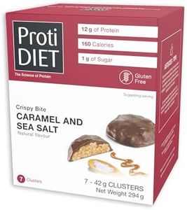 ProtiDIET Caramel and Sea Salt Collagen Crispy Bites - Gluten free, Low Sugar, No Trans Fat - Great On-The-Go High Protein Healthy Snacks for Adults with Essential Nutrients - 7 Protein Clusters Per Box