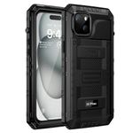 seacosmo iPhone 15+ Plus Case, IP68 Waterproof Shockproof Tough Armour Heavy Duty Metal Cover with Built-in Screen Protector, Full Body Sealed Protective Case for iPhone 15Plus - Black