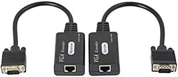 XMSJSIY VGA Extender Over Cat5e/6, VGA Male to RJ45 Ethernet LAN Extender Converter Signal Sender Repeater for HDTV HDPC PS4 STB 1080P Up to 60m (1 Transmitter + 1 Receiver)