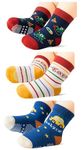 TinySteps Kids Cotton Socks | Multiple Colours, Breathable & Skin-Friendly, Anti-Skid Soft Socks for Baby, Toddler & Children | Pack of 3 (Multiple Colors, 0-6 Months)