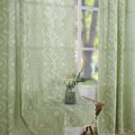 Sage Green Curtains for Living Room 96 Inches Long Linen Boho Floral Curtains Vintage Patterned Window Curtains 2 Panel Sets,Light Green