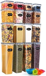 YASHE 16 Pezzi Contenitori Ermetici per Alimenti, Contenitori per Alimenti Plastica, Senza BPA, con Coperchio, Contenitori Cucina di Cereali, Muesli, Farina