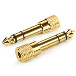 Ancable Headphone Adapter 3.5mm Female to 6.35mm Male, 2 Pack 1/4 inch to 1/8 inch Stereo Aux Jack Headphone Adapter Gold Plated 6.35mm to 3.5mm Jack Converter for Digital Piano, Keyboard, etc