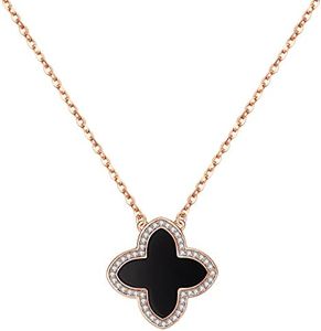 AMIREUX Dainty Lucky Clover Necklace 14K Gold Plated Four Leaf Clover Necklace for Women, Simple Necklace Jewelry for Girls Teen, Metal, Cubic Zirconia