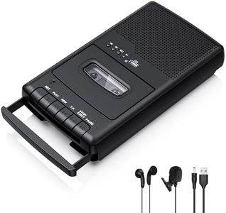 Portable Cassette Player Tape Recorder,Cassette Players Recorder, Cassettes Tape Digital Converter to USB Flash Disk, Built-in Speaker, Retractable Handle, One-Touch Recording(Black)