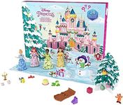 Mattel Disney Princess Toys, Advent Calendar with 24 Days of Surprises, Including 4 Princess Small Dolls, 5 Friends and 16 Accessories, Inspired by Disney Movies, HLX06