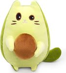 Leokawin Avocado Stuffed Animal Avocado Pillow Plush, Cute Stuffed Avocado Cat Plush Toy, Kawaii Green Avocado Cat Plush Doll, Soft Green Cat Plush Pillow Gifts for Kids Boys and Girls