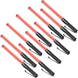 RoadHero 10 Pack 21 Inch Traffic Wand, Brightness Traffic Control Baton with 2 Flashing Modes, Safety Marshalling Wands with Side Clip for Airport, Parking Lot, Car Directing