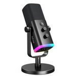 Fifine XLR/USB Dynamic Podcasting Microphone, Gaming Studio Computer PC Mic with RGB, Mute Button, Headphones Jack, Desktop Stand for Streaming Recording Vocal VoiceOver YouTube Singing-AM8