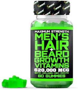 BBS Beard Growth & Hair Growth Vitamins for Men - Maximum Strength 620000mcg Biotin - Collagen - MSM - Keratin - Bamboo Extract - Multivitamin Gummies (Made by Best Beard Stuff USA)