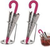 SHIDOW Umbrella-Shaped Silicone Tea Infusers for Loose Tea, Tea Infuser Filter Cute, Silicone Handle Loose Leaf tea Steeper, for Tea Cups, Mugs, Teapots(2Pcs Rose red)